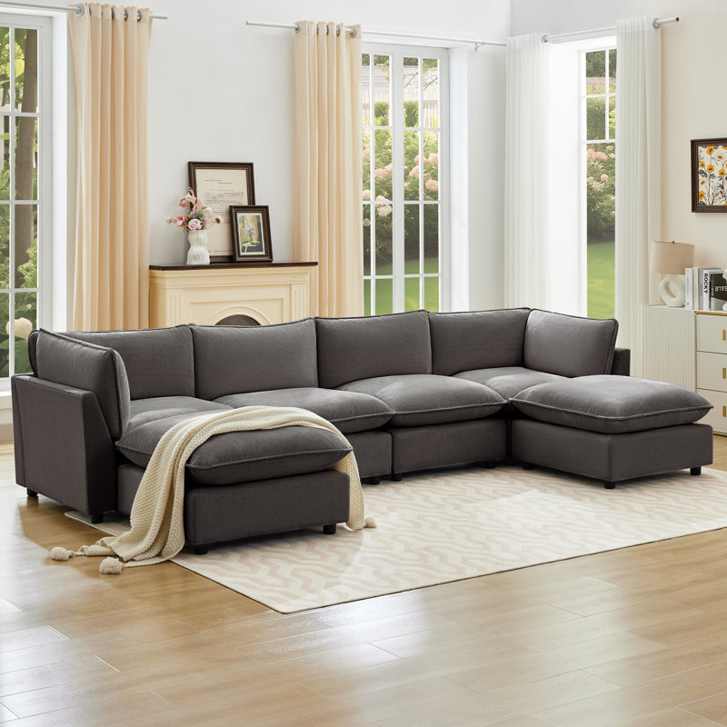 Heffernan Oversized Composable Modular Sofa, Dark Gray Chenille, 33.10" H x 138.29 x 68.9" D