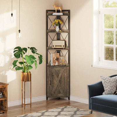 Alceste Corner Storage Bookcase, 70.9" H x 18.9" W Shelves with Doors by Gracie Oaks