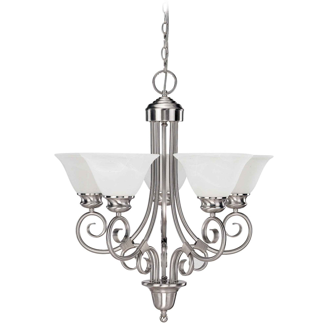 Sawyers 5-Light Classic/Traditional Indoor Hanging Chandelier with Alabaster Glass Bell Shades Fleur De Lis Living 