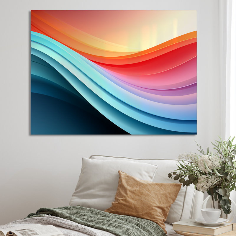 Décoration murale arc-en-ciel symphonie I - formes abstraites, H 34 po x l 44 po x P 1,5 po, Toile tendue