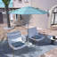 Parasol en fibre de verre 7,5 pi avec passe-partout blanc-454072599