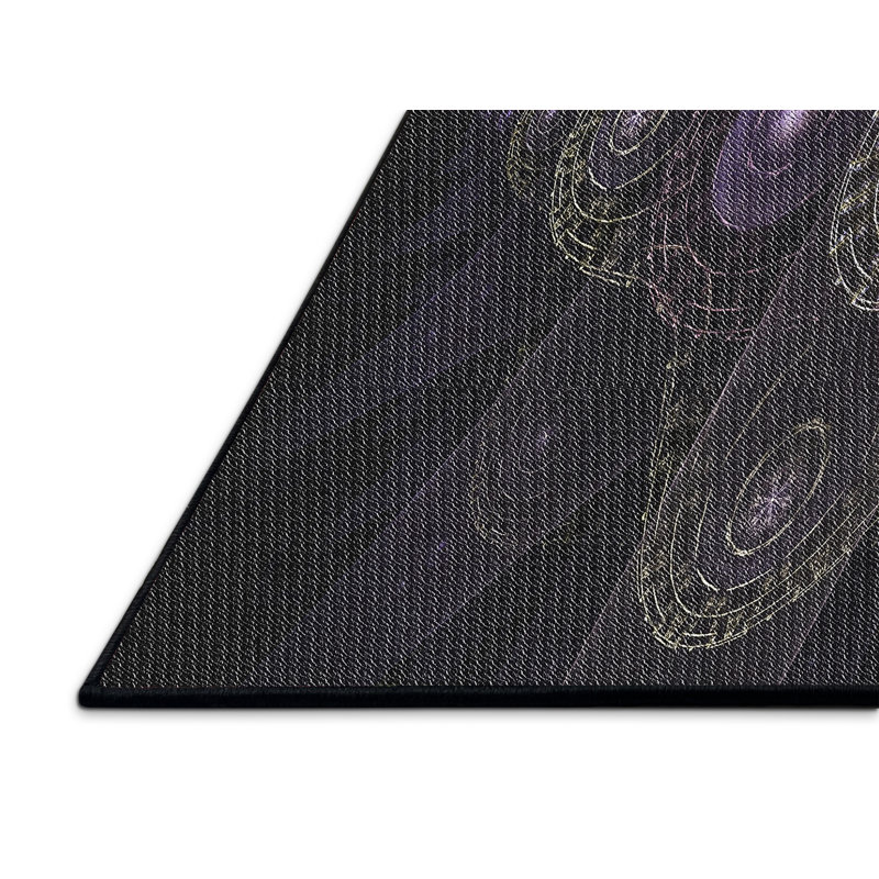 Tapis mauve/noir tissé à la machine, Rectangle 5 pi x 8 pi
