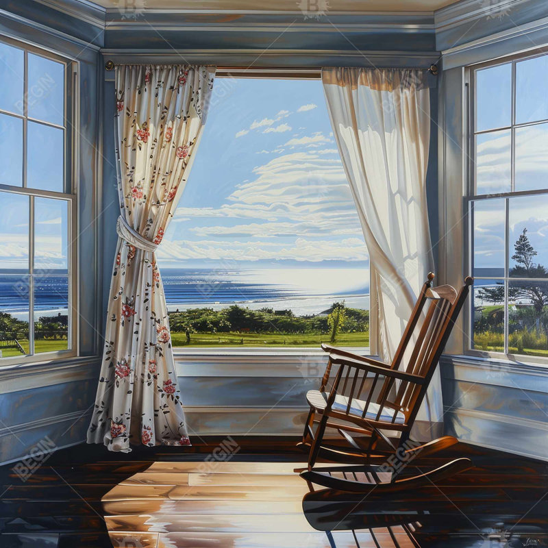 La fenêtre - art sur toile bleu pour une décoration intérieure époustouflante