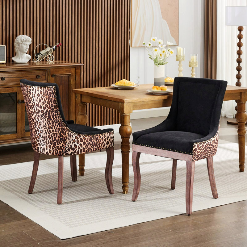 Ensemble de 2 chaises d'appoint avec pieds en bois