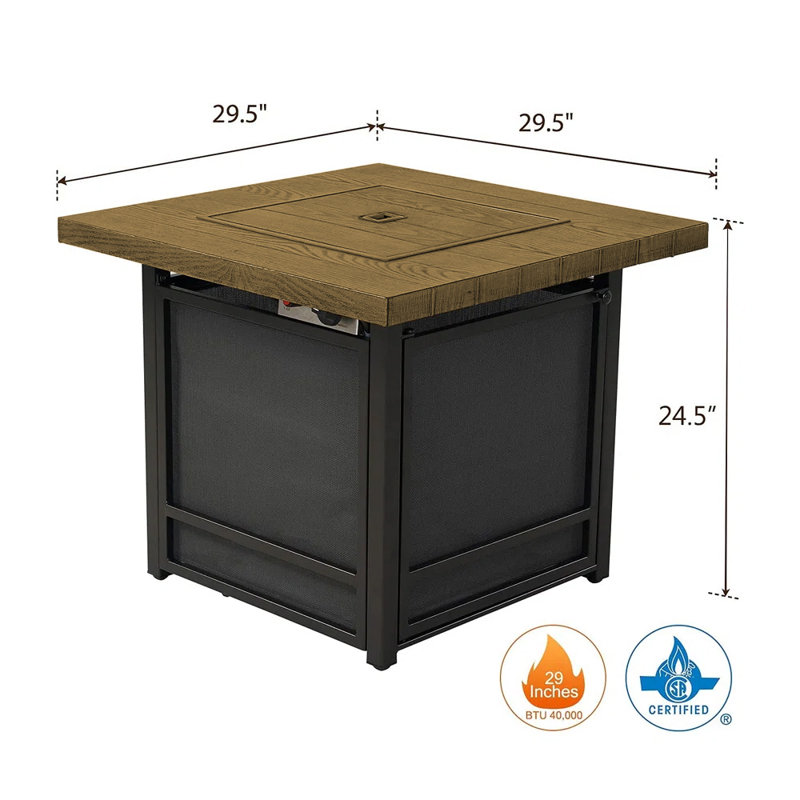Owensby Square Steel Propane Smokeless Fire Pit Table with Hidden Fuel Tank, Yellow