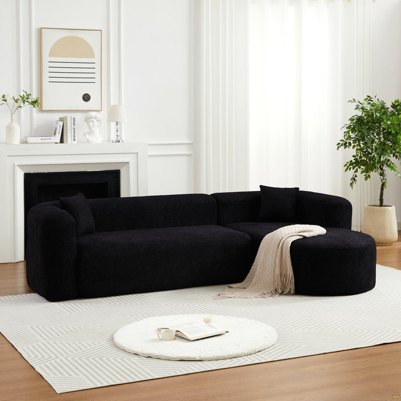 Canapé modulaire de luxe à dossier incurvé 109,4 po, Face à la droite, Noir
