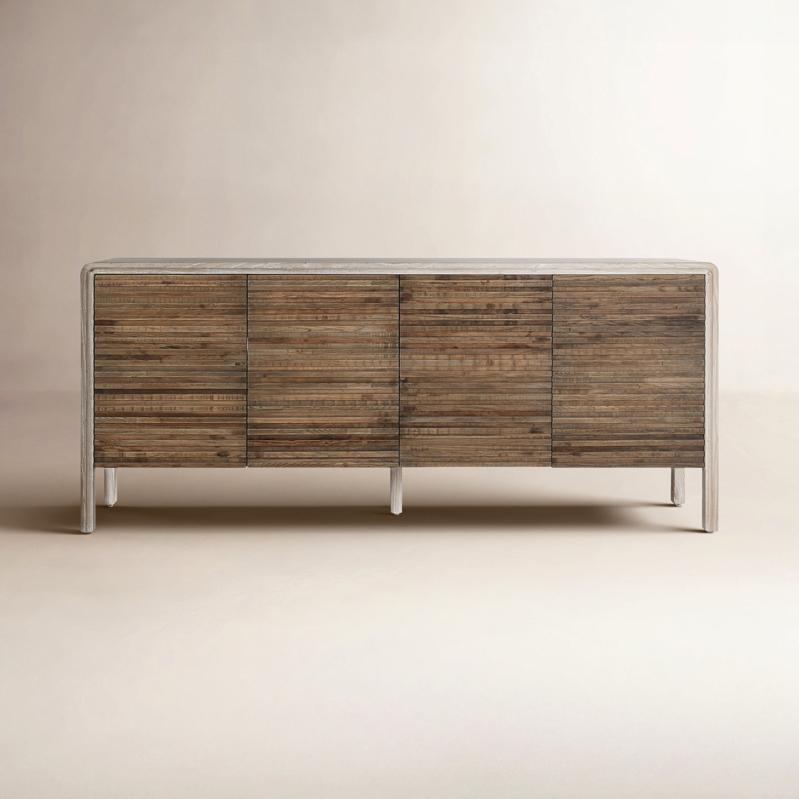 Spencer 79"Solid Elm Wood Sideboard, White/Brown