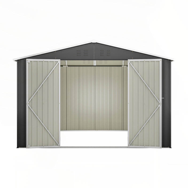  Large Outdoor Metal Storage Shed - Heavy-Duty Frame, Lockable Doors, All-Weather Protection for Backyard Tools & Equipment