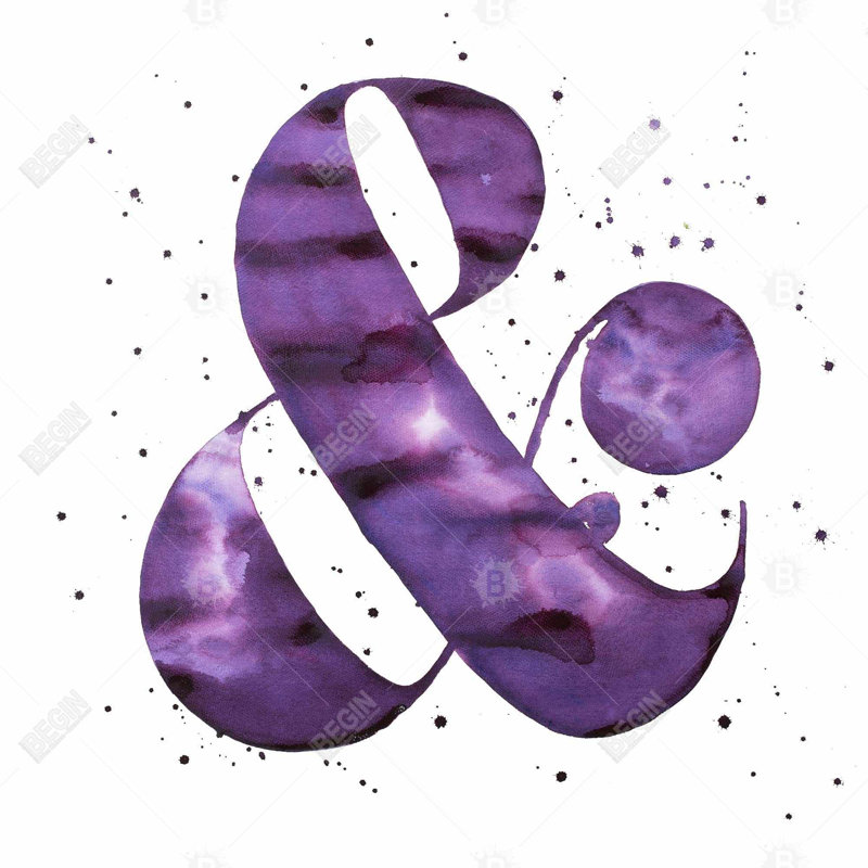 Ampersand purple - 20"x20" Throw pillow cover - Poly twill - Print on demand, Purple, Pillow Cover Only - No Insert