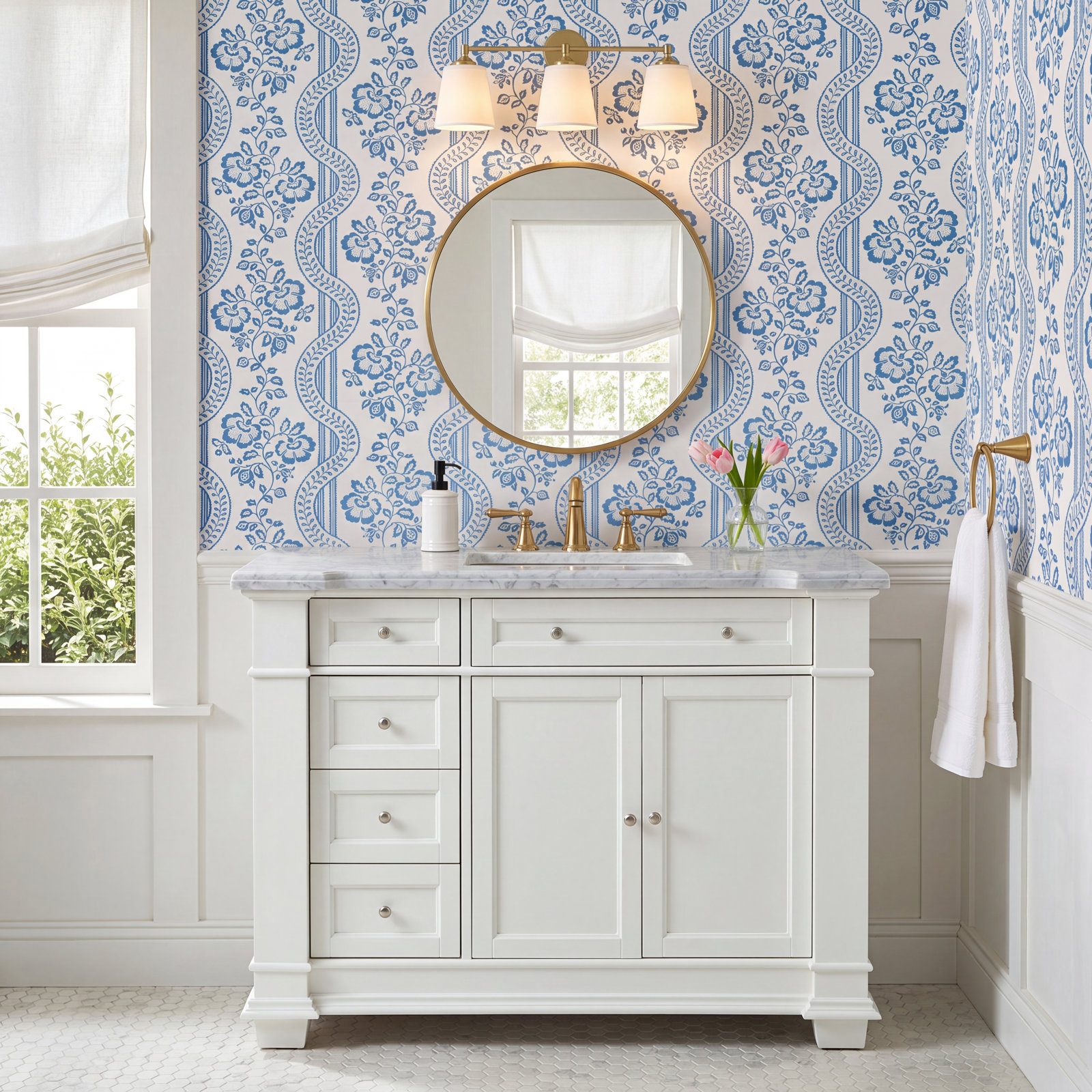 Rea 48" Carrara Marble Single Bathroom Vanity, White