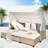 4 Pieces Uv-proof Resin Wicker Patio Sofa Set Included A 4-seat Sofa, 2 Ottomans, A Lifting Table, Retractable Canopy, Cushions And Adjustable Backrest-1163938178