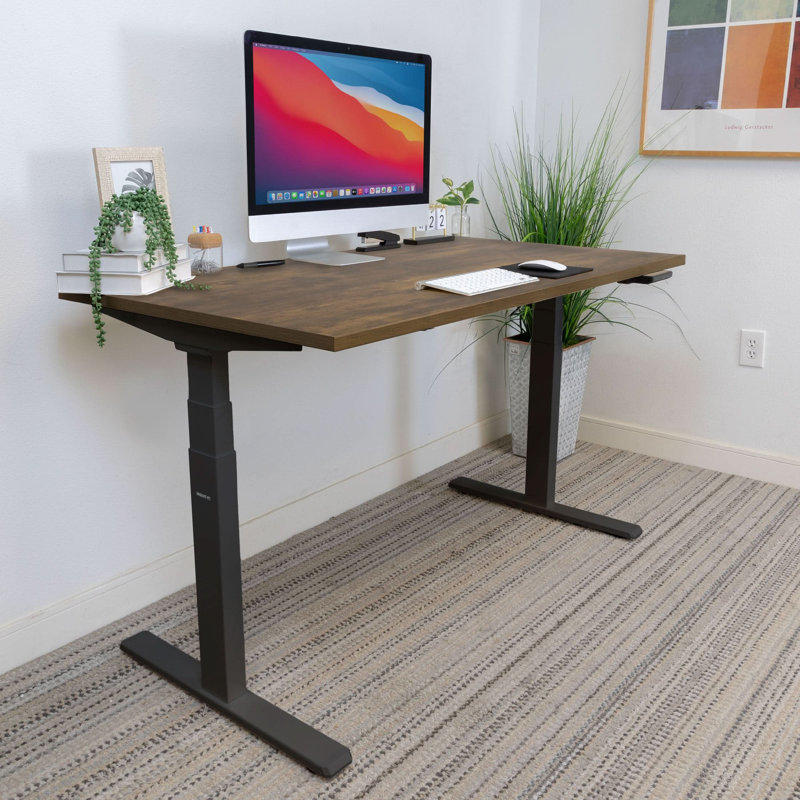 Ultimate Dual Motor Electric Standing Desk With Tabletop -, Oak/Black, 51.40" H x 55" W x 29" D