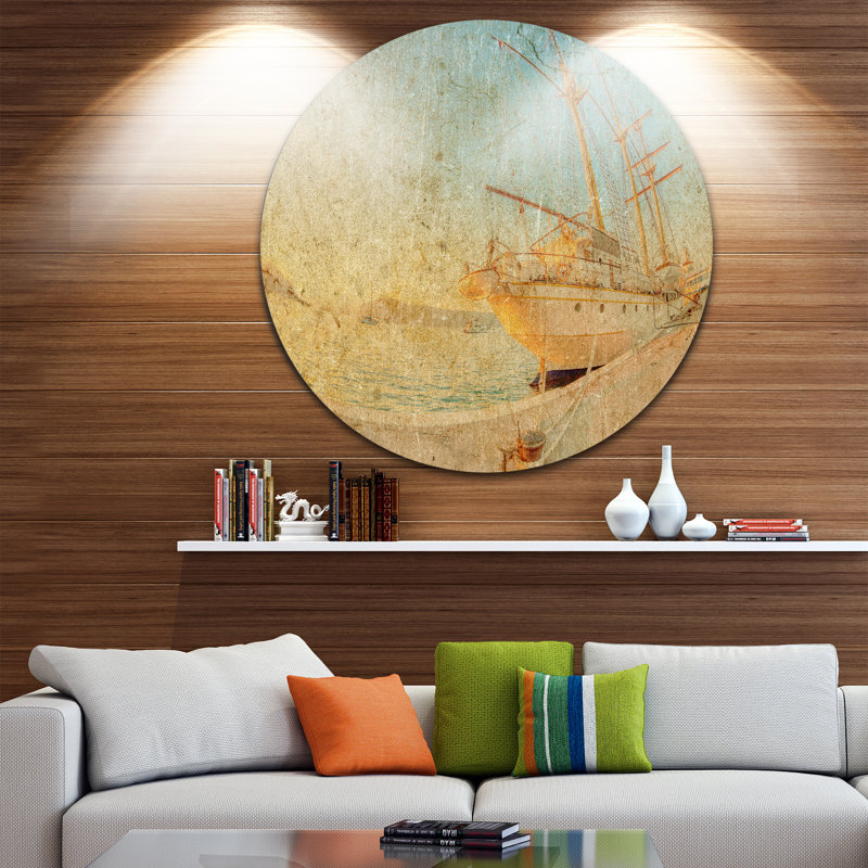 «Old Sailing Ship in Sunlight» - reproduction, H 23 po x l 23 po x P 1 po, Métal