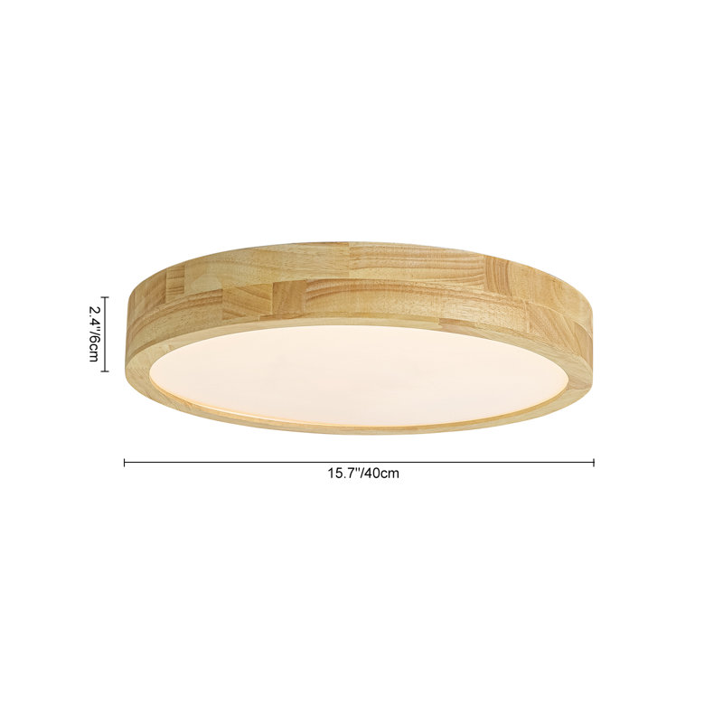 Plafonnier DEL rond à intensité variable en chêne blond