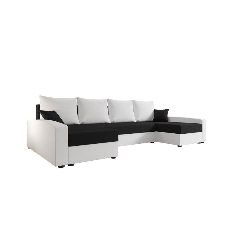 Baileyrae 4 Seater Corner Sofa , White/Black- Rainbow15/Rainbow31