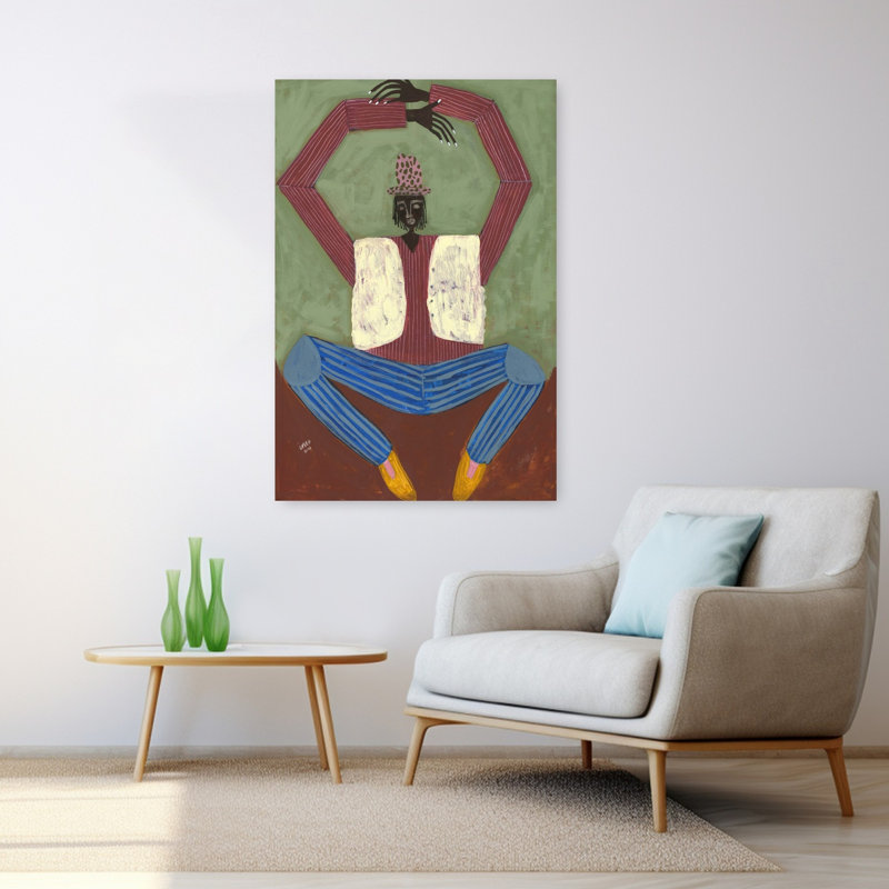 Art mural géométrique contemporain «Open Up», H 48 po x l 32 po