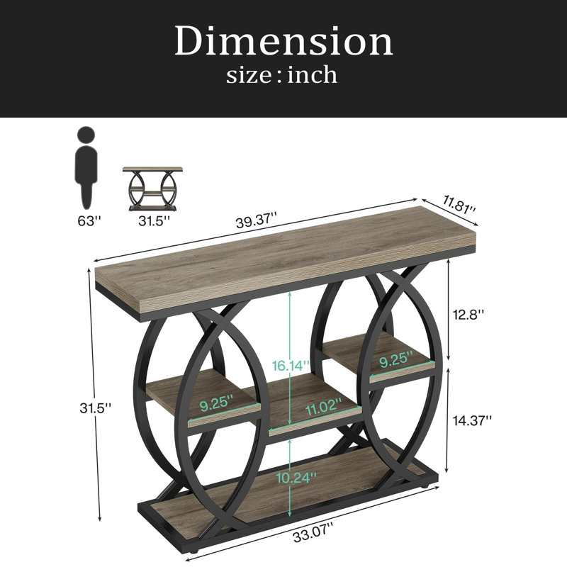 Stable Entryway Table,Console Table,Sofa Table,Side Table, 31.52" H x 39.4" W x 11.82" D, Gray