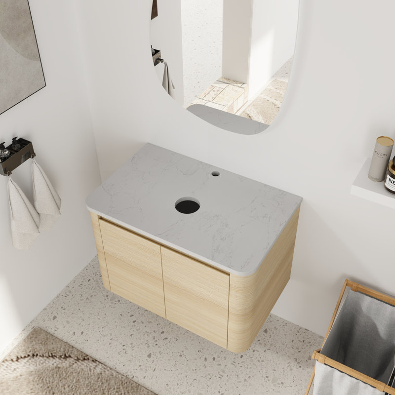 Base de meuble-lavabo simple 30 po seulement, base sans plateau en chêne blanc, Chêne blanc