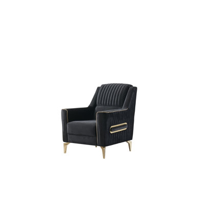 Chaise rembourrée en tissu et velours noir Melody