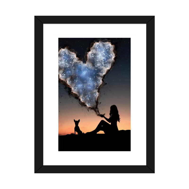 "Heart" par Abdullah Evindar-impression d’art graphique, Blanc, H 24 po x l 16 po x P 1 po, Papier encadré noir
