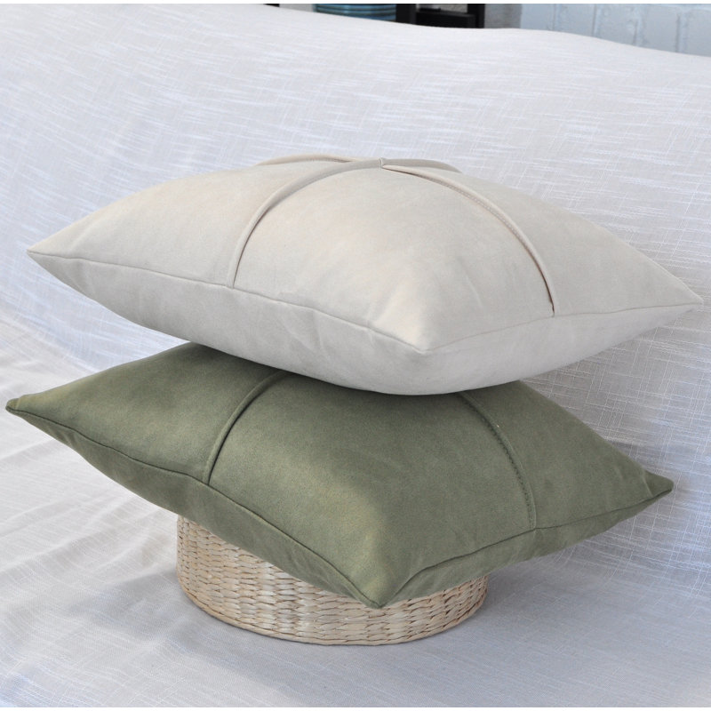 Coussin décoratif en micro suède, coussin en faux suède (paquet de 2), H 18 po x l 18 po, Beige