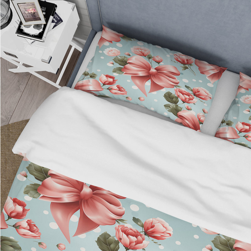 Ensemble de housse de couette à pois Romantic Reverie Polka Dots Pattern, Housse de couette simple + 1 taie décorative stan