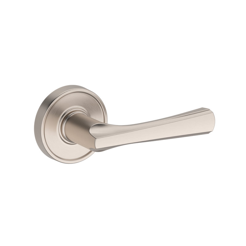 Wyndcliff Half Dummy Lever with Recessed Round Rose in Polished Chrome, Satin Nickel