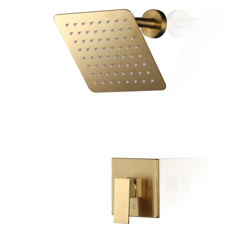 Wall-Mounted Single Shower Head With 1.8 GPM And 8 Inches, Gold