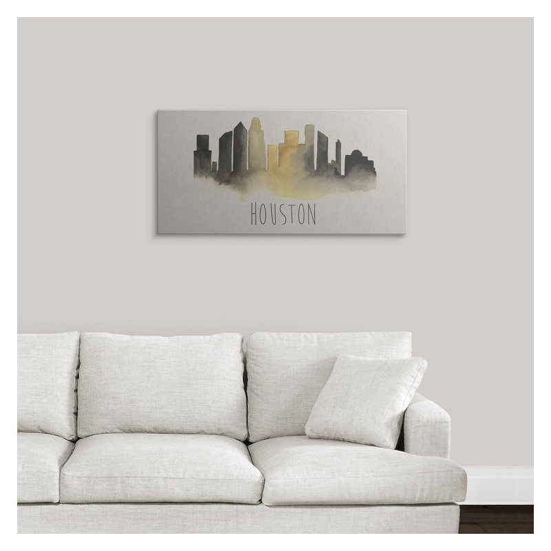 «City Silhouettes III», impression de Grace Popp, Cadre noir, H 26 po x l 44 po x P 1 po