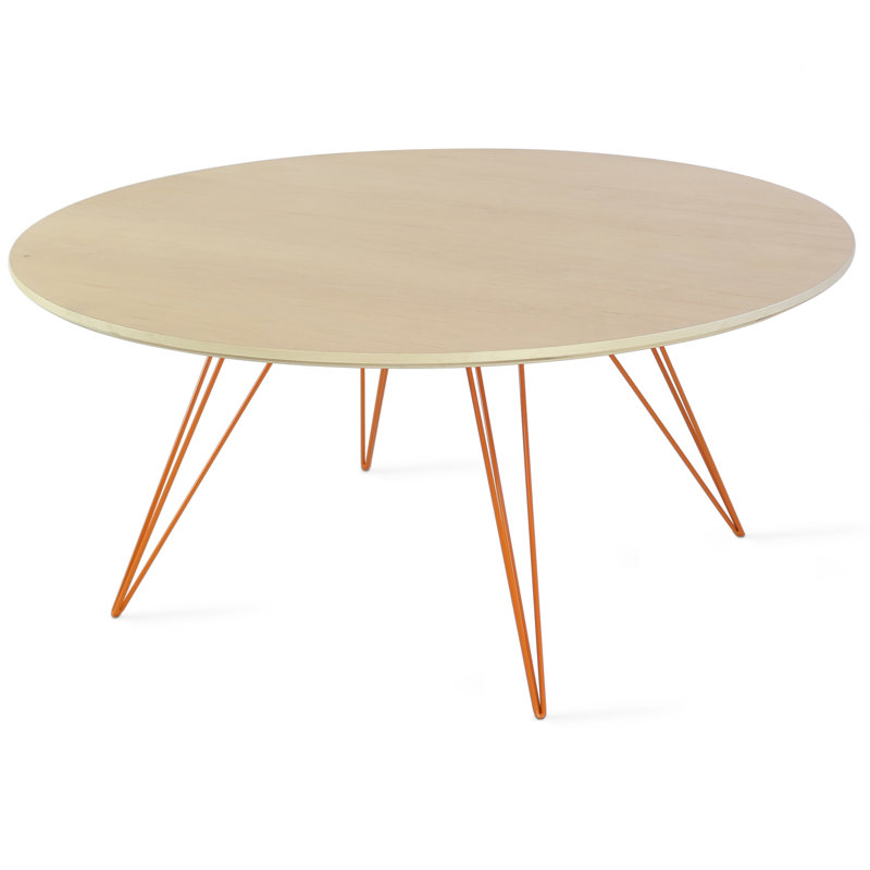 Williams Single Coffee Table, Orange, 18" H x 40" L x 40" W, Maple