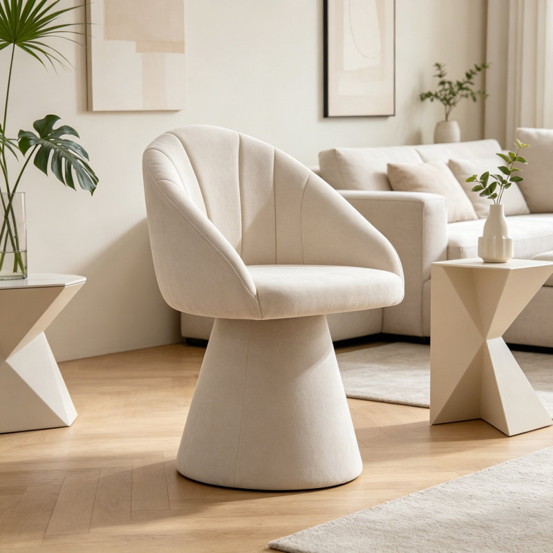 Fauteuil pivotant d'appoint, fauteuil de coiffeuse avec dossier incurvé, chaise de salle à manger rembourrée pour la maison