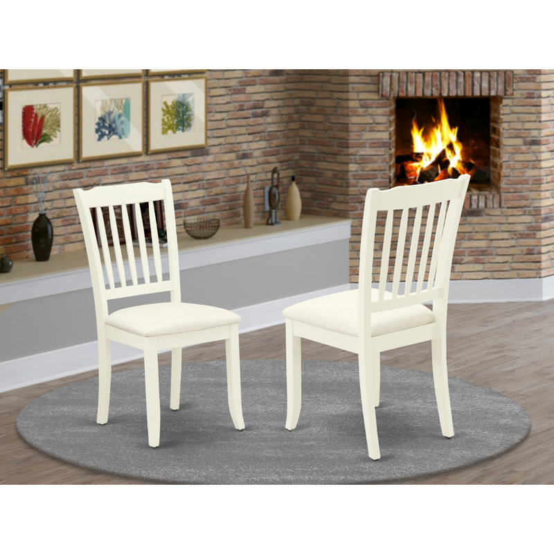 Chaises de salle à manger Danbury - Ensemble de 2 chaises rembourrées en tissu de lin, blanc lin, Blanc lin, 2