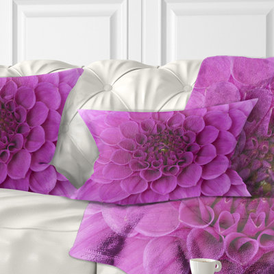 Grande fleur mauve et pétales - coussin à imprimé floral