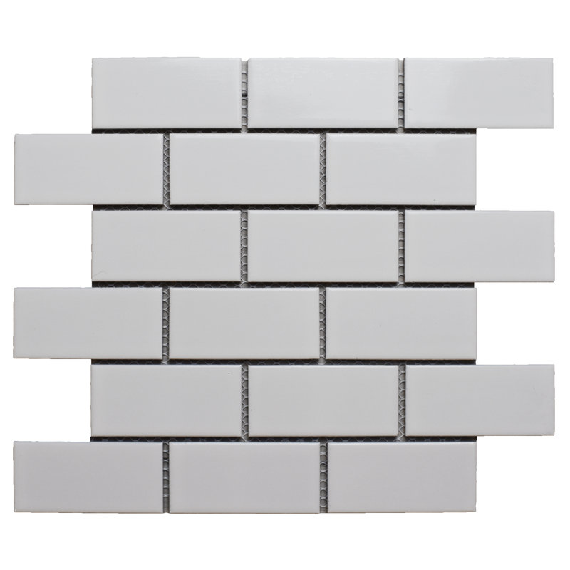 Carreau de mosaïque en porcelaine neige blanche brillante 2 x 4 T-Brick 12 x 12 - dosseret de cuisine et carrelage mural de salle de bain (ensemble de 20)