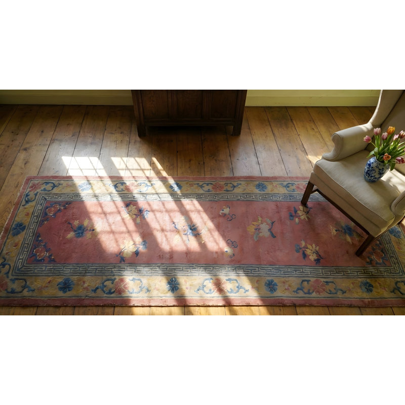 Antique Peking Hallway Runner Wool Pink Rug