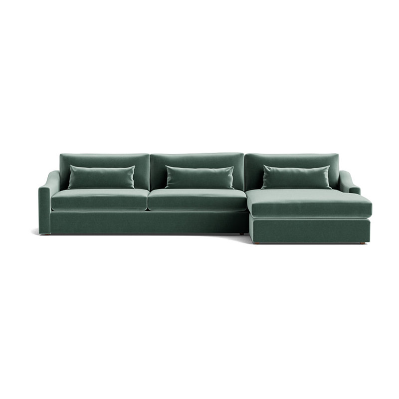 Canapé d'angle Haywood Slope Arm Right Chair et demie, Orienté à droite, Velours performance - jade