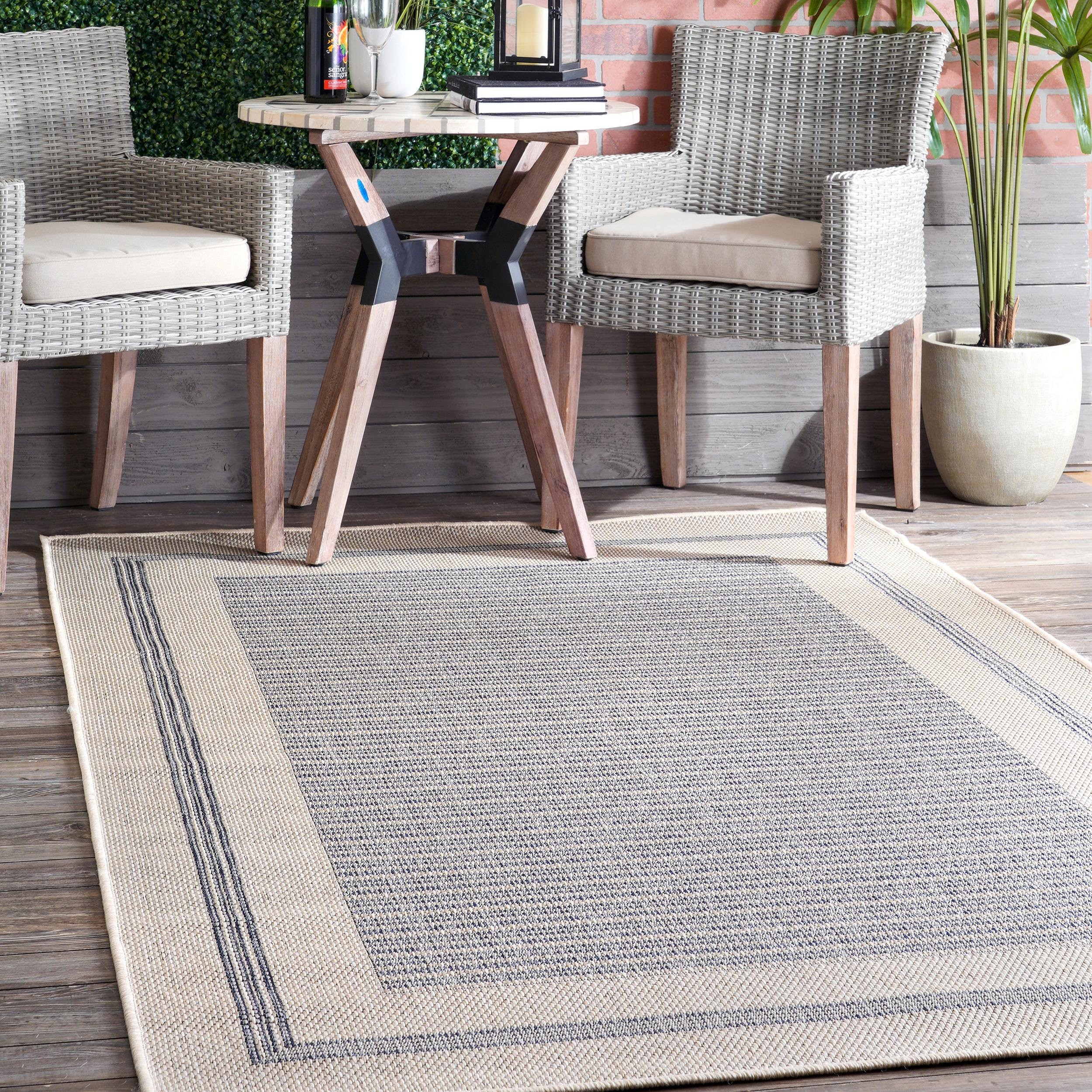 Rosecliff Heights Elora Striped Light Gray Indoor / Outdoor Area Rug ...