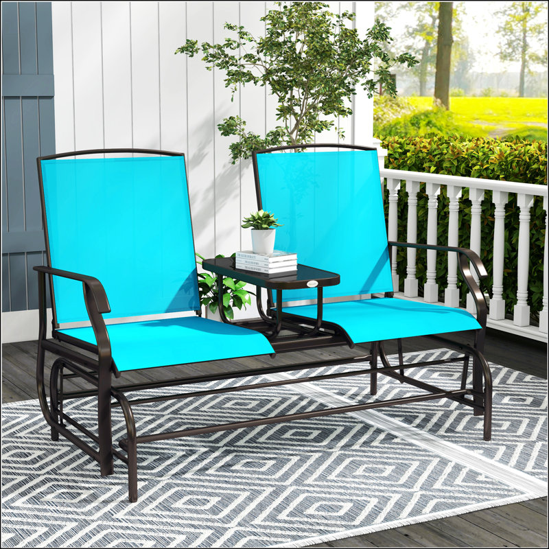 Outdoor Glider Bench With Center Table