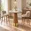 Round Bar Table, 31.5 Inch Sintered Stone Top High Pub Table with Stainless Steel Pedestal Base, Cocktail Bar Table for Home Kitchen Bistro