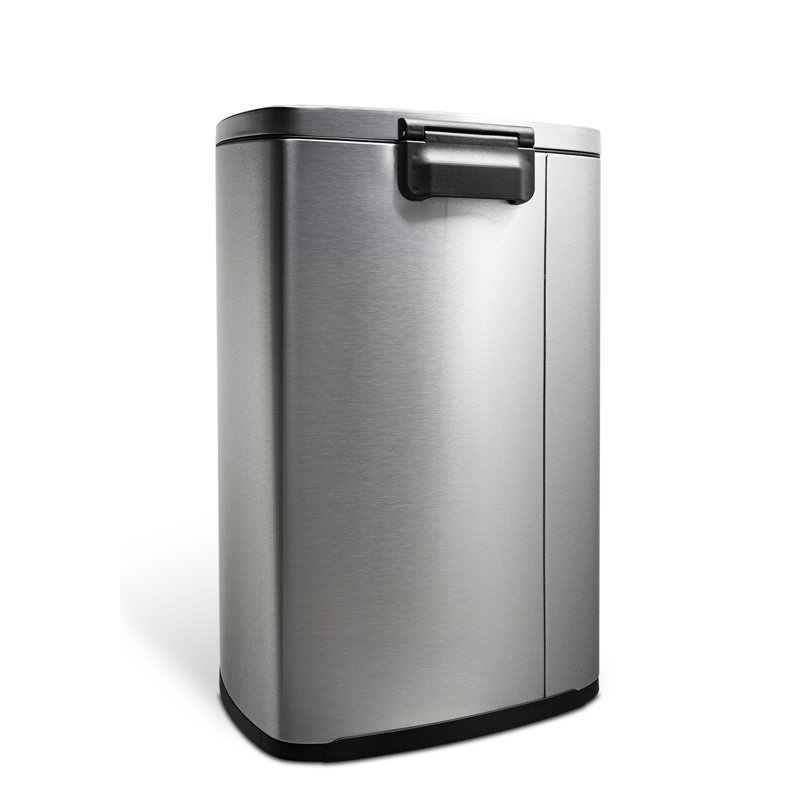 13.2 Gallon Stainless Steel Step-On Trash Can with Soft-Close Lid