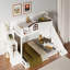 Lit superposé avec escalier de rangement, tablette, glissade et garde-robe-281361473