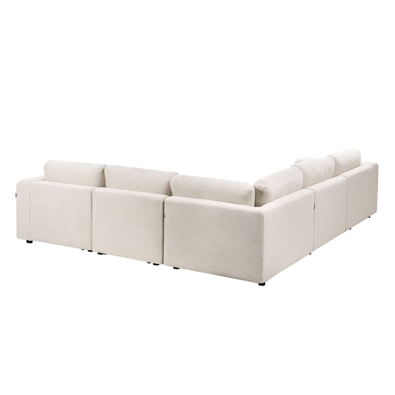 Blerata 5 Seater Corner Sofa, Left Hand Facing, Off White Boucle