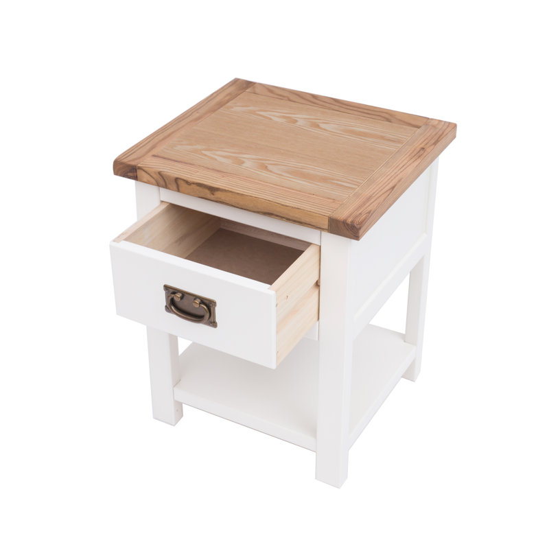 Vann 45cm W Plywood / Laminate Board Bedside Table, Off White