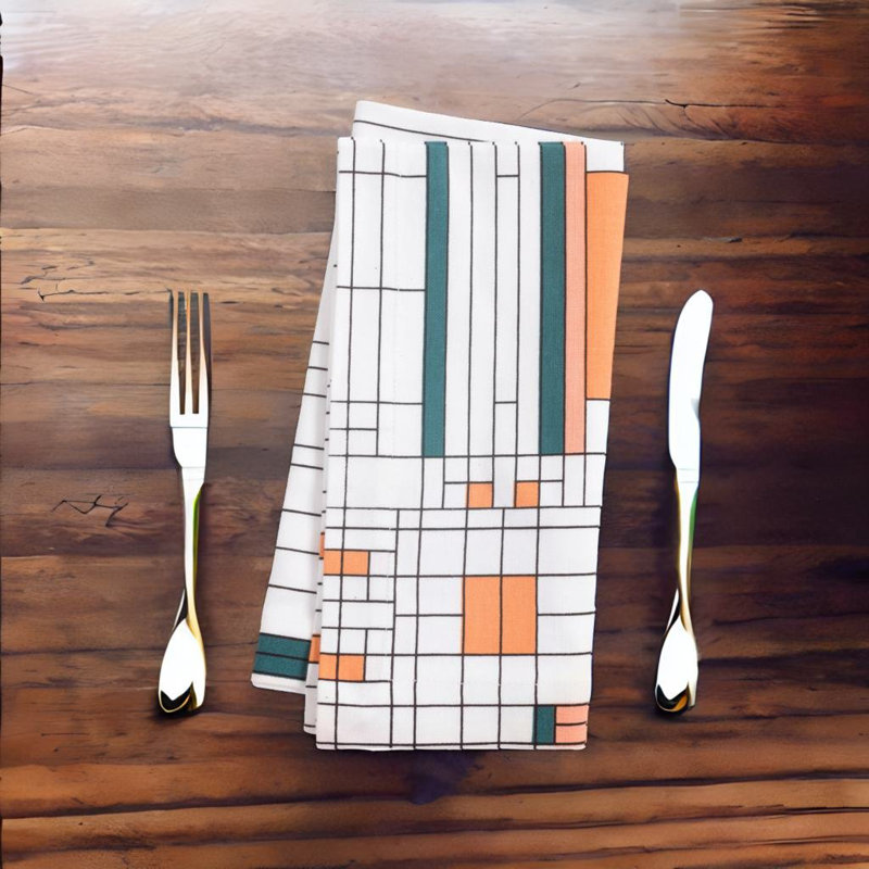 Oak Park 100% Cotton Geometric Rectangle Napkin