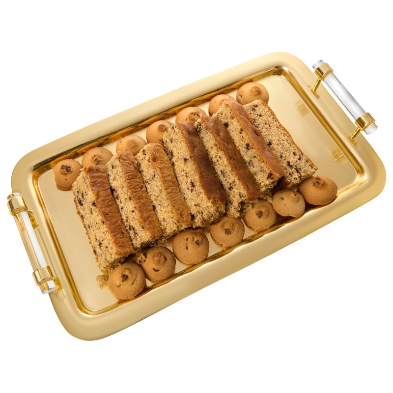 Rectangle Tray With Clear Handles, Gold