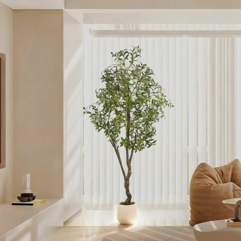 Arbre d'olivier artificiel 71 pouces avec jardinière en PP blanc gratuit