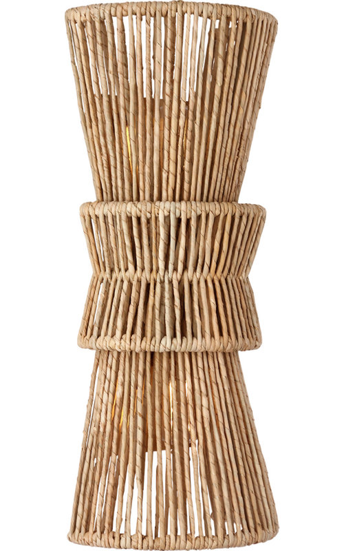 Antigua 20" Sconce in Natural Abaca, Antique-Burnished Brass
