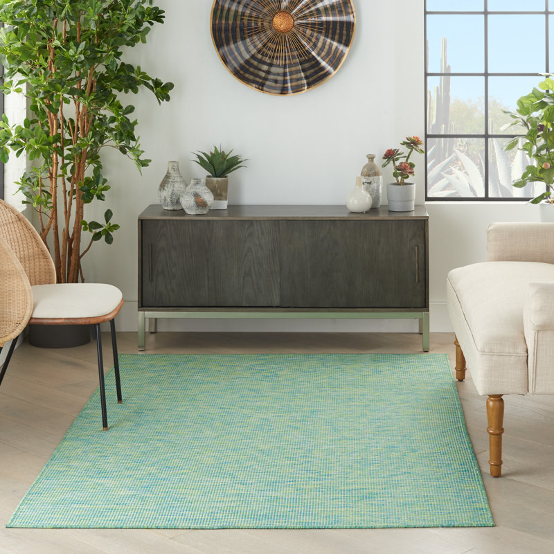 Lillehammer Solid Indoor/Outdoor Area Rug, Rectangle 4' x 6', Green