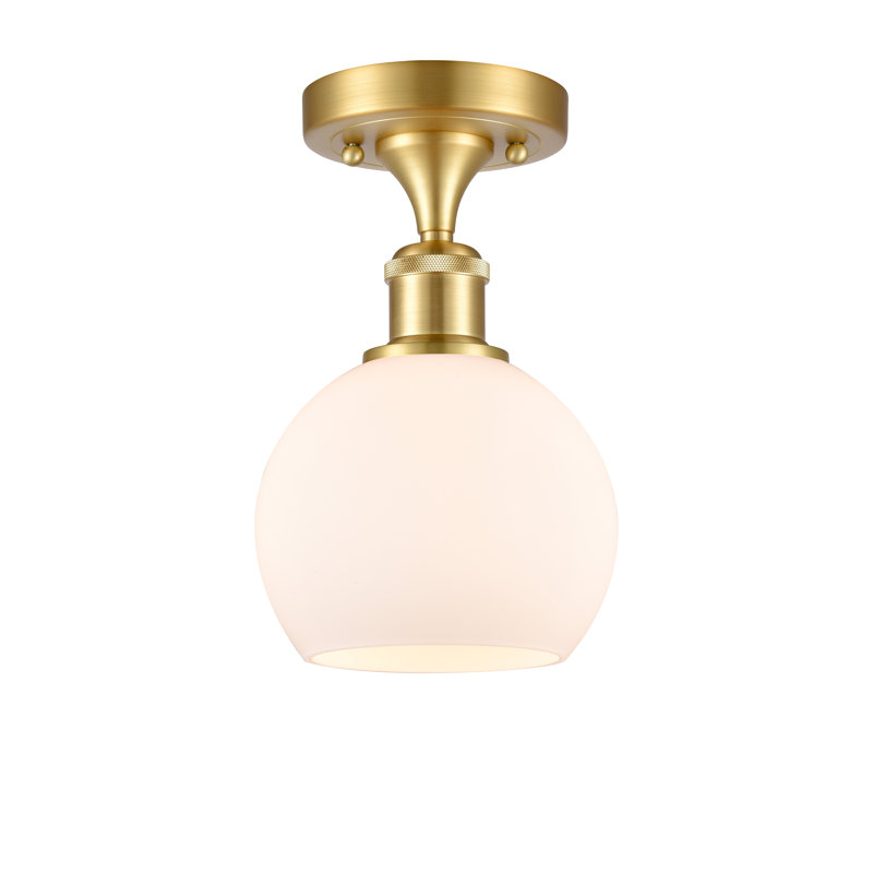 Plafonnier semi-encastré 1 lumière Cindi, Blanc mat, H 9,88 po x l 6 po x P 6 po, Or satiné