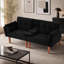 Canapé-lit double pliable noir 72 po, revêtement en velours doux, canapé confortable pour 2 personnes